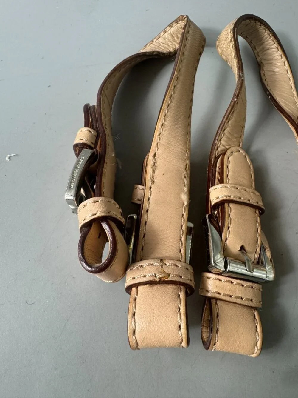 A Bundle of Michael Kors Tan Leather Double Straps w/ Silver-tone MK Logo Charm